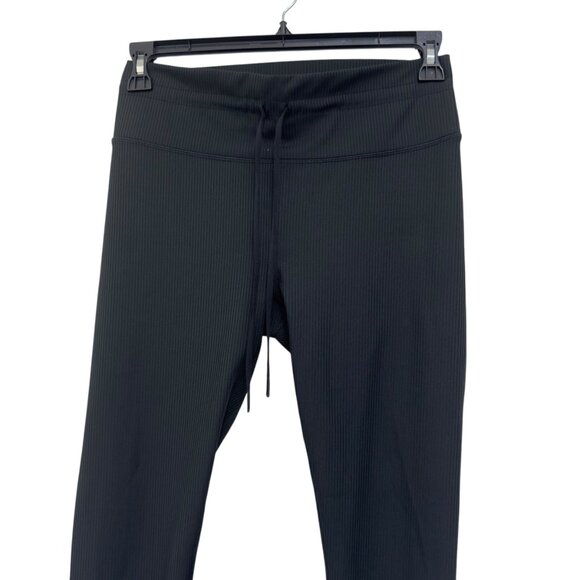 Fabletics Women Black Ribbed Mid-Rise Leggings SZ XL With Drawstring Waist - Picture 2 of 10